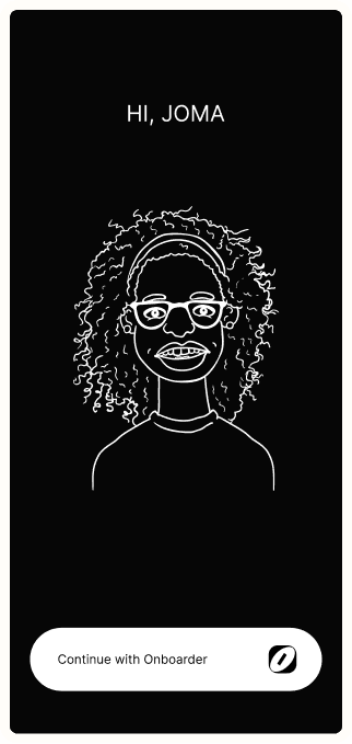 Phone mockup showing Onboarder interface